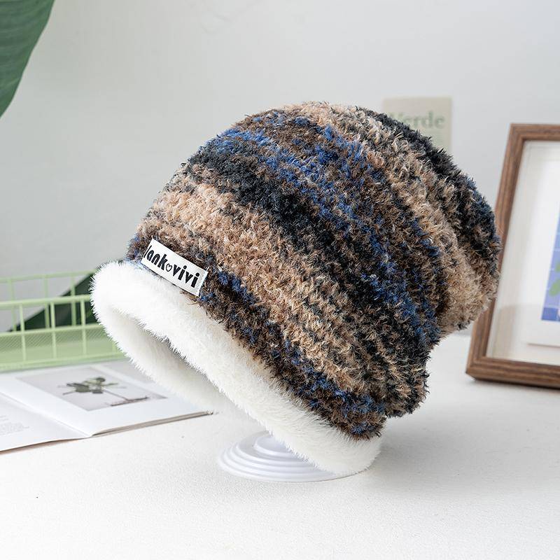 Neuer lockerer Dandy-Hut Lässiger Stil Farbverlaufs-Beanie-Mütze Mode Wintermützen für Damen Streetwear Mehrfarbig Warme Mützen für Mädchen 55cm-60cm von Joom DACH