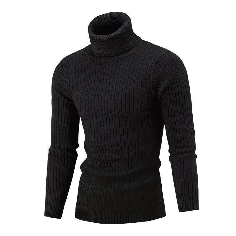 Neuer schmaler Rollkragenpullover für Herren für Herbst und Winter, einfarbige Pullover-Strickware für den grenzüberschreitenden Handel. XL schwarz von Joom DACH
