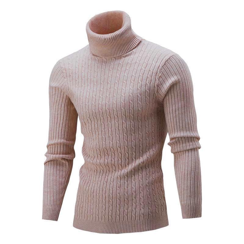 Neuer schmaler Rollkragenpullover für Herren für Herbst und Winter, einfarbige Pullover-Strickware für den grenzüberschreitenden Handel. XL licht kaffee von Joom DACH