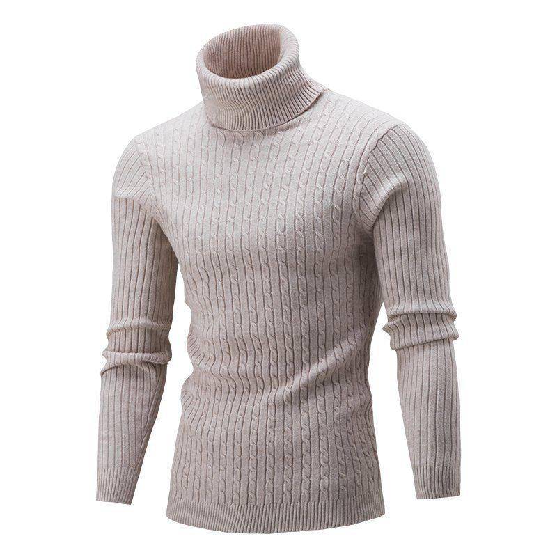 Neuer schmaler Rollkragenpullover für Herren für Herbst und Winter, einfarbige Pullover-Strickware für den grenzüberschreitenden Handel. XL beige von Joom DACH