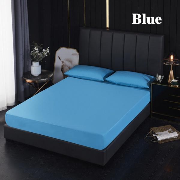 Neuer solider wasserdichter Matratzenschoner mit Gummiband, schleifbar, atmungsaktiv, Bettmatratzenbezug, Baby-Nasstuch, milbenabweisend und waschbar, ohne Kissenbezug Sheet 100X200x30cm blau von Joom DACH