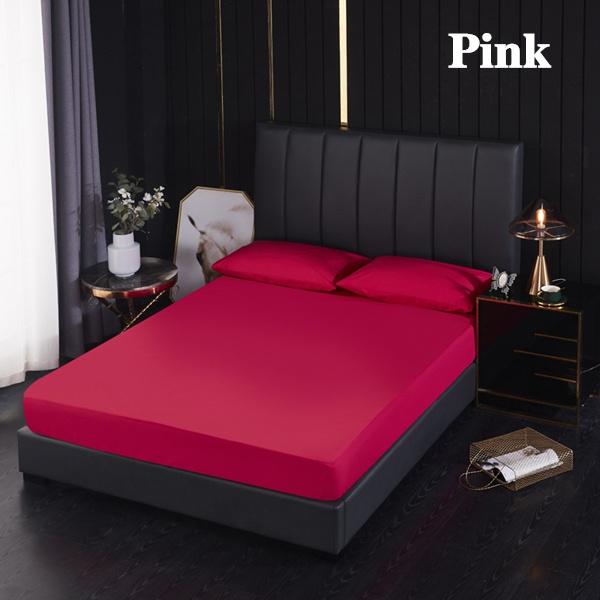 Neuer solider wasserdichter Matratzenschoner mit Gummiband, schleifbar, atmungsaktiv, Bettmatratzenbezug, Baby-Nasstuch, milbenabweisend und waschbar, ohne Kissenbezug Sheet 160X200x30cm rosa von Joom DACH