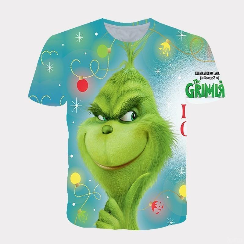 Neues 2025 Weihnachten Cartoon Grünes Fellmonster 3D Gedruckt Herren Kurzarm Grinch 2XL von Joom DACH