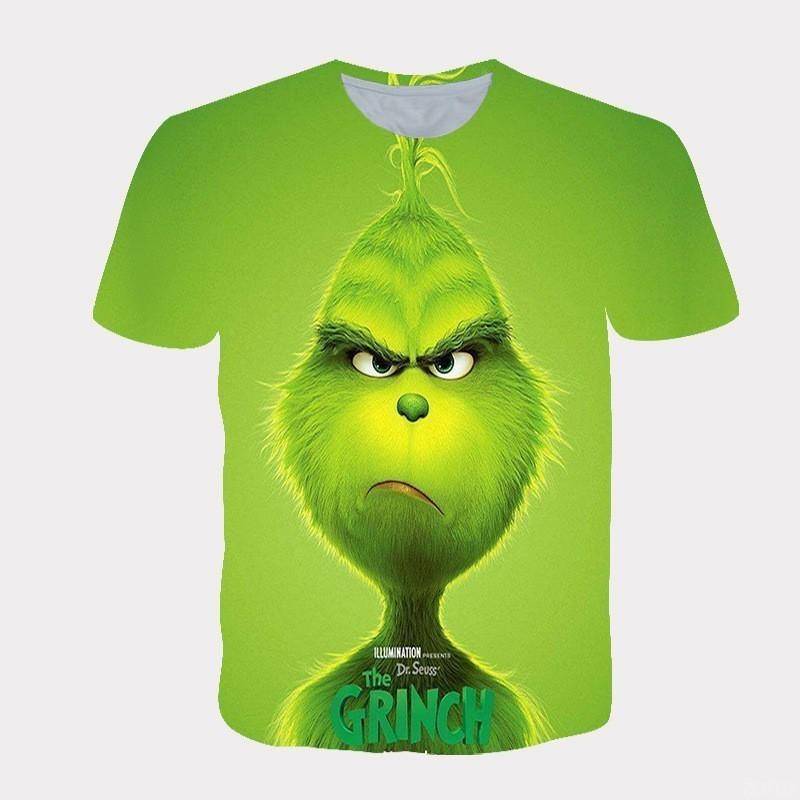 Neues 2025 Weihnachten Cartoon Grünes Fellmonster 3D Gedruckt Herren Kurzarm Grinch 2XL von Joom DACH