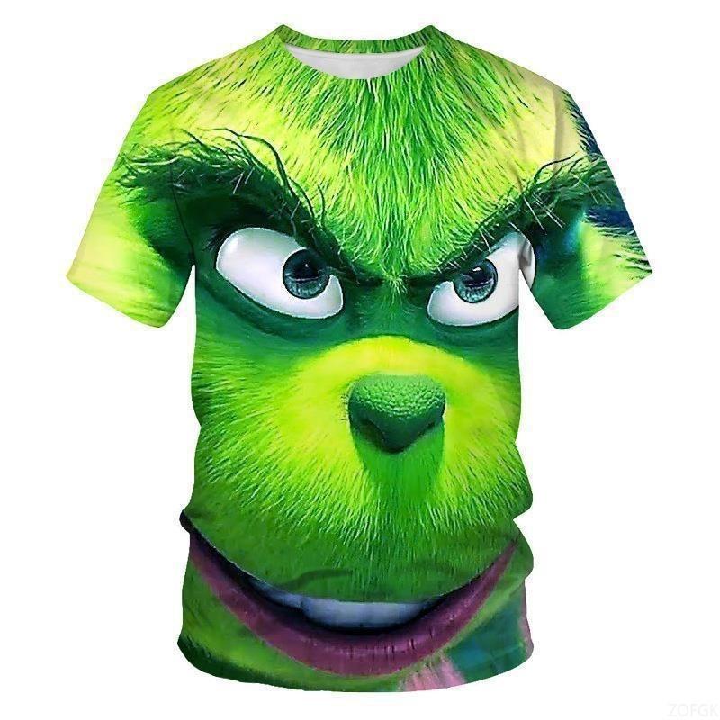 Neues 2025 Weihnachten Cartoon Grünes Fellmonster 3D Gedruckt Herren Kurzarm Grinch XL von Joom DACH