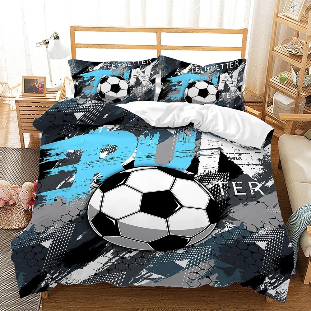 Neues 3D Fußball Bettwäscheset Beliebter Fußball Weiche Mikrofaser Bettwäsche mit Kissenbezug Queen King Einzelgröße Bettbezugsets EU single(135x200cm) von Joom DACH