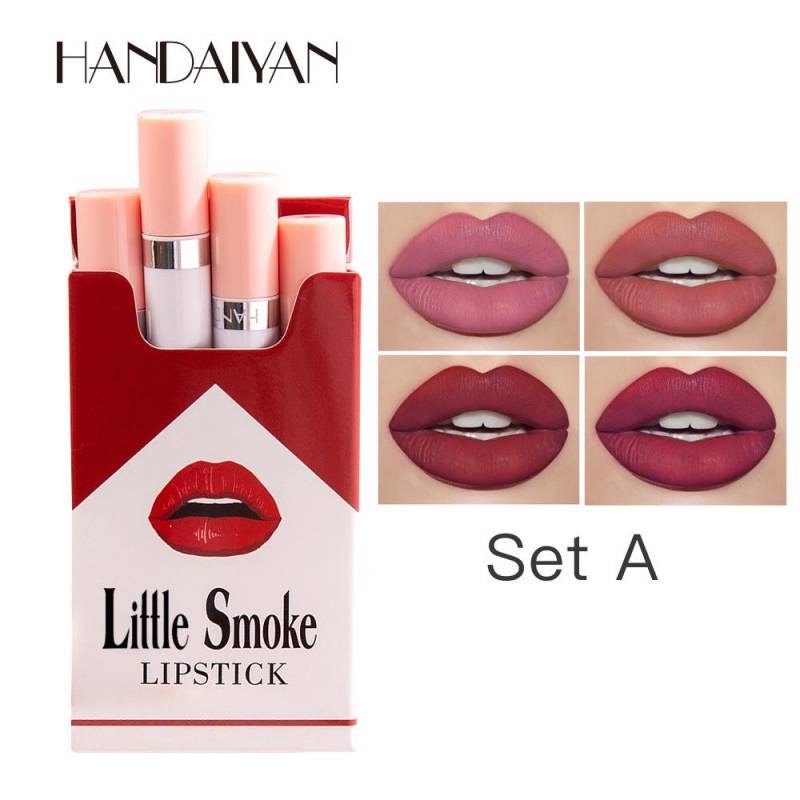 Neues 4-teiliges Lippenstift-Set, Lippenstift-Set, langlebiger roter Lippenstift, Lana Del Rey Lipstic Pack, Damen-Kosmetik-Make-up A von Joom DACH