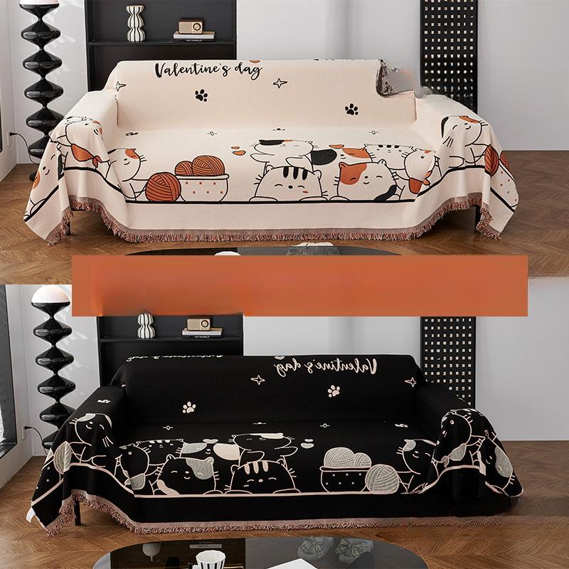 Neues Anti-Katzenkratz Chenille Sofa Handtuch Rutschfest Beidseitig Sofaüberwurf Tuch Faul Atmungsaktiv Vier Jahreszeiten Universelles Überwurftuch 180*130cm von Joom DACH