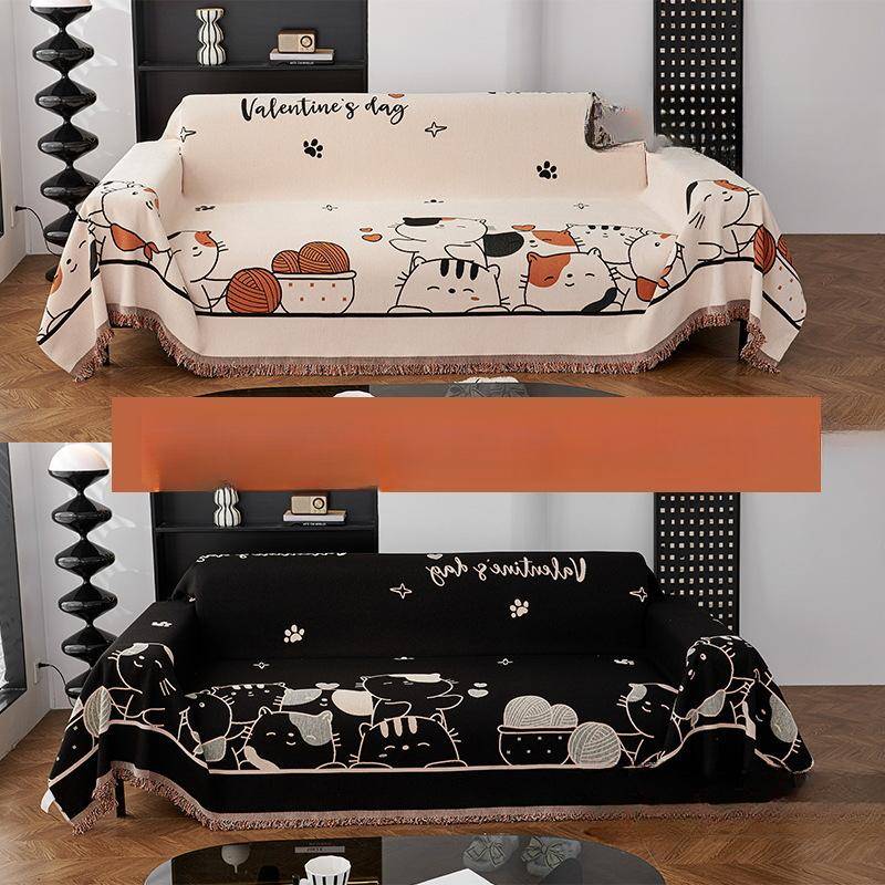 Neues Anti-Katzenkratz Chenille Sofa Handtuch Rutschfest Beidseitig Sofaüberwurf Tuch Faul Atmungsaktiv Vier Jahreszeiten Universelles Überwurftuch 180*130cm von Joom DACH