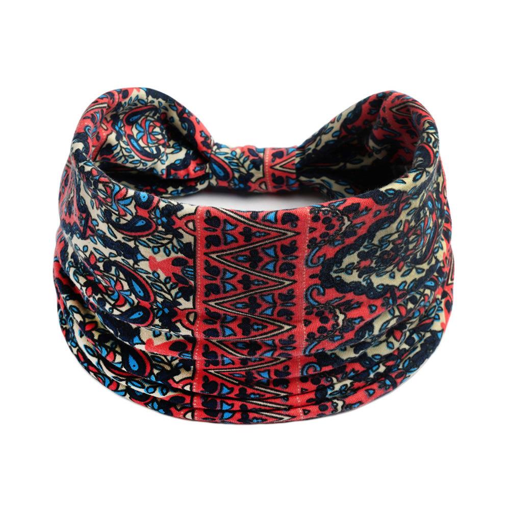 Neues Boho-Baumwoll-Breitstirnband für Frauen, Cashew-Leopardenblumendruck, Turban-Kopftuch, Knoten-Haarband, Bandana, Mädchen-Haar-Accessoires 39 von Joom DACH