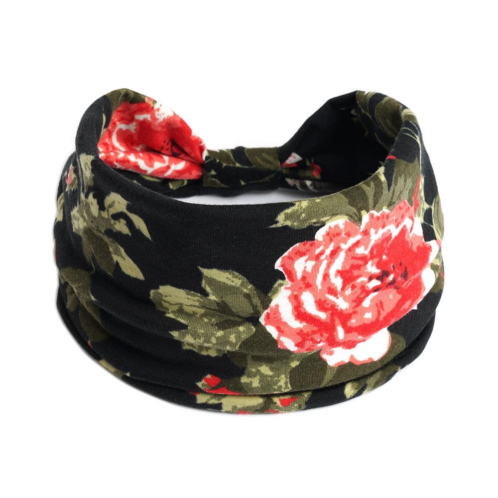 Neues Boho-Baumwoll-Breitstirnband für Frauen, Cashew-Leopardenblumendruck, Turban-Kopftuch, Knoten-Haarband, Bandana, Mädchen-Haar-Accessoires 45 von Joom DACH