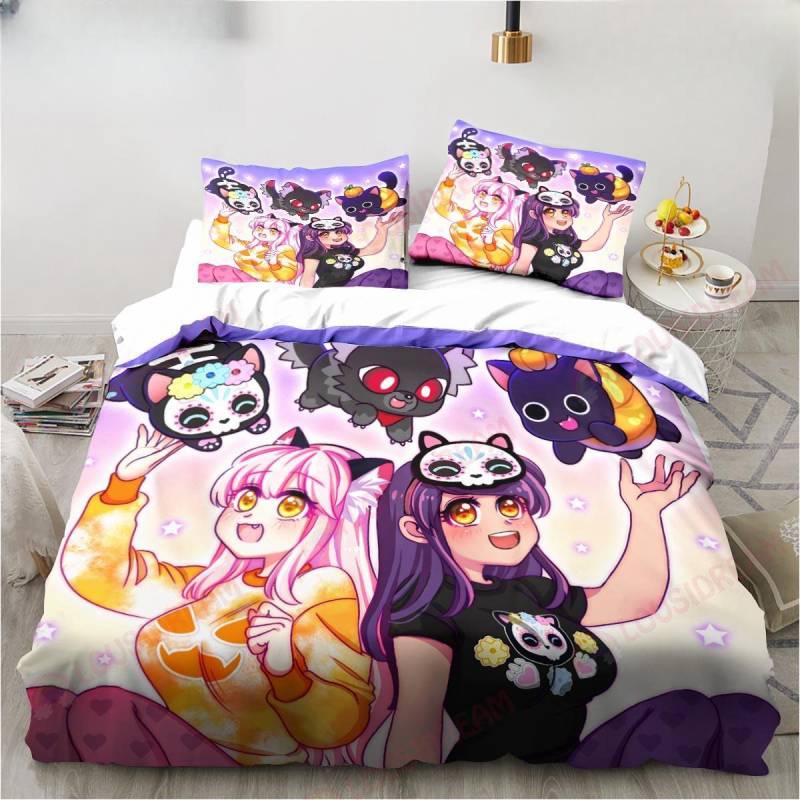 Neues Cartoon-Spiel Niedliches Aphmau mit Flügeln Bettwäsche-Set Laken King Twin Double Kinderbettwäsche-Set Mikrofaser oder Polyester Bettbezug EU single(135x200cm) von Joom DACH