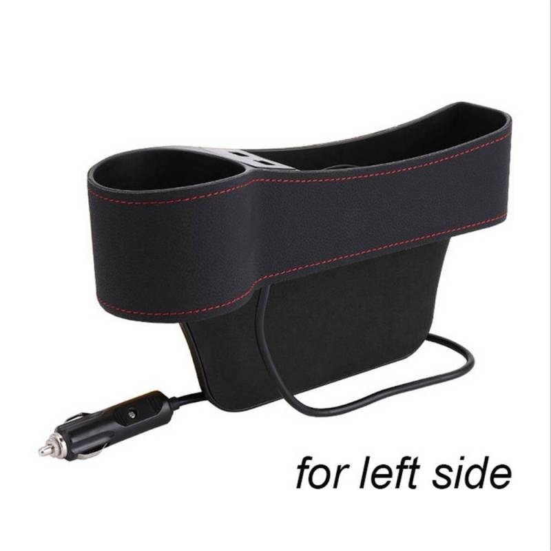 Neues Dual-USB-Ladegerät, Pu-Leder, multifunktionale Auto-Aufbewahrungsbox, Sitzlückenfüller, Organizer mit Tassenregal, Innendekoration von Joom DACH