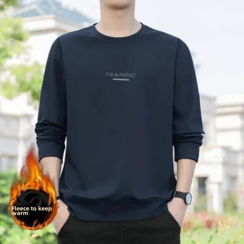 Neues Fleece-Sweatshirt für Herren für Herbst und Winter, lässiges Sweatshirt, Rundhalspullover, vielseitiges Unterhemd in großer Größe 3XL von Joom DACH