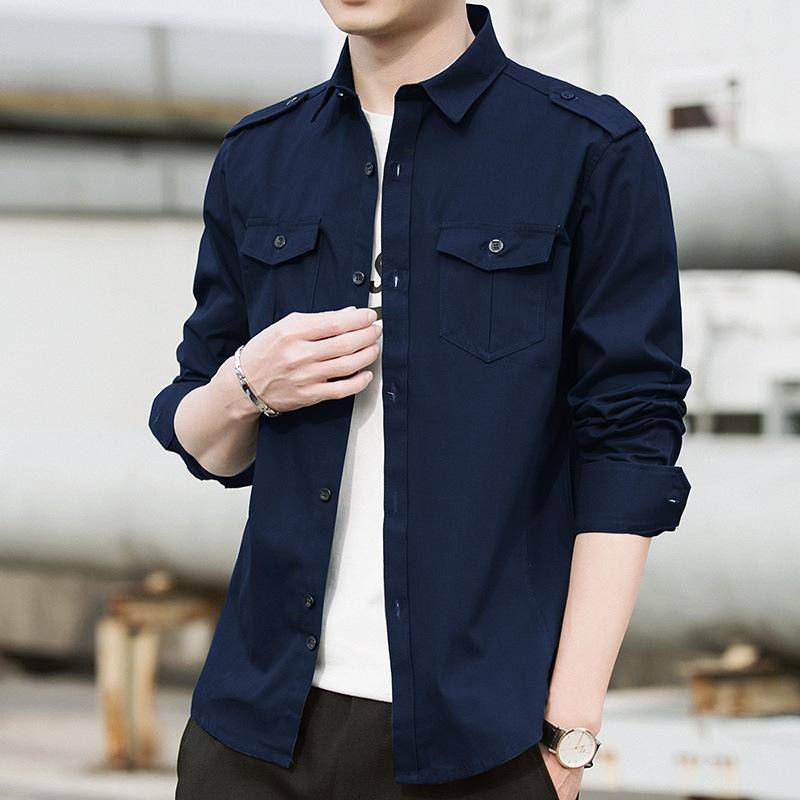 Neues Hemd Herren Herbst Langarm Koreanische Version Trend Hübsches Hemd Frühling und Herbst Dick Schwarz Lässig Slim Mantel Herren 5XL von Joom DACH