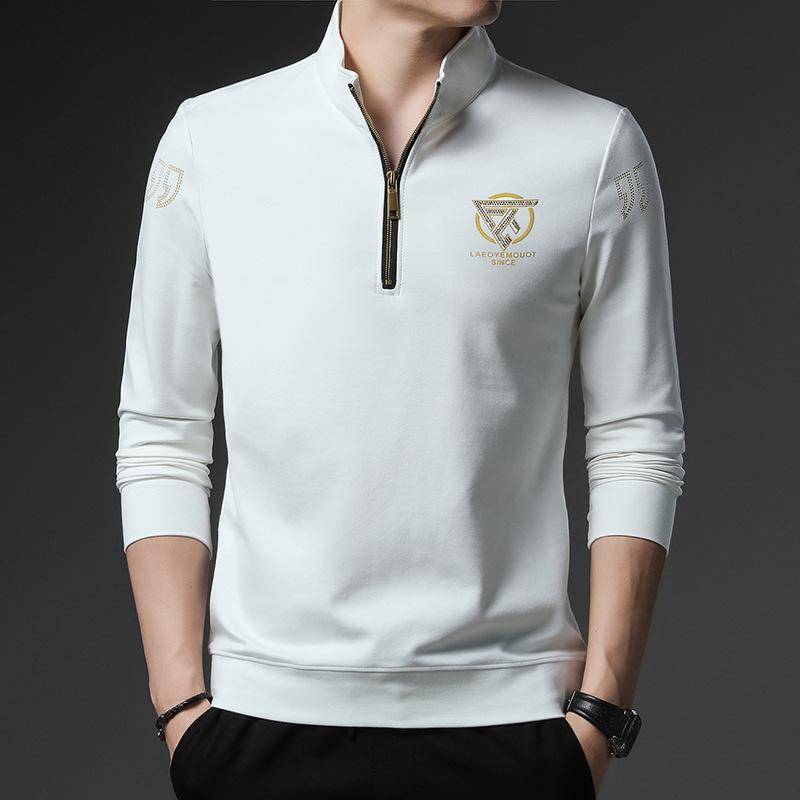 Neues Herbst- und Winter-Sweatshirt mit halbem Reißverschluss für junge und mittlere Männer, Stehkragen, Langarm-T-Shirt, modische Herrenbekleidung XXL von Joom DACH
