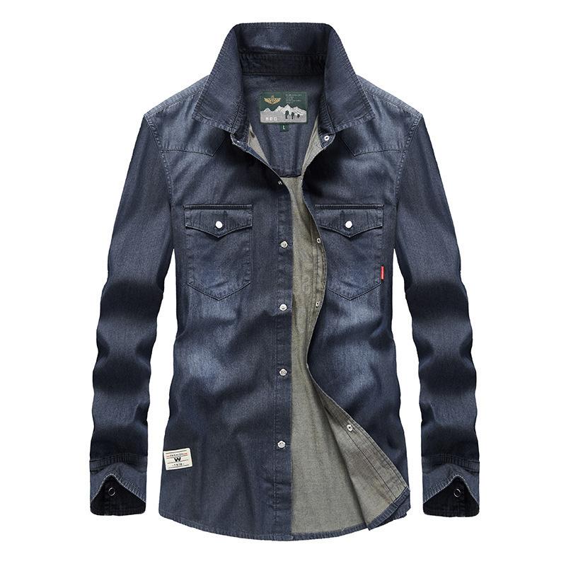 Neues Herren-Denimhemd Herren Langarm Freizeitkleidung Frühling und Herbst Hemd 2XL von Joom DACH
