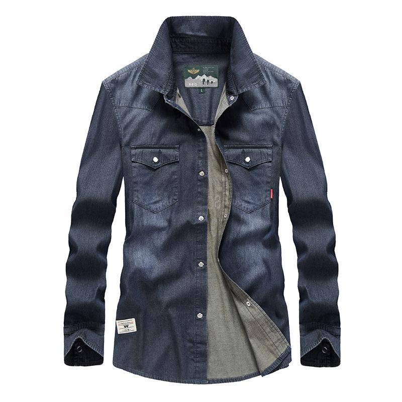 Neues Herren-Denimhemd Herren Langarm Freizeitkleidung Frühling und Herbst Hemd 2XL von Joom DACH