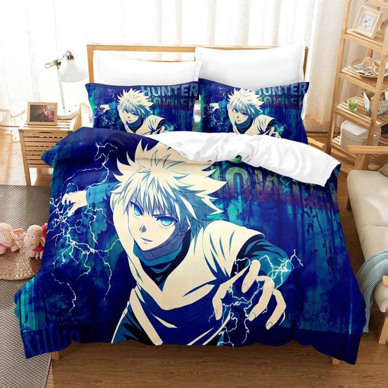 Neues Hunter X Hunter Killua Bettwäsche-Set Einzelbett Twin Full Queen King Size Bettwäsche Aldult Kinder Heimdeko Bettbezug Geschenk EU single(135x200cm) von Joom DACH