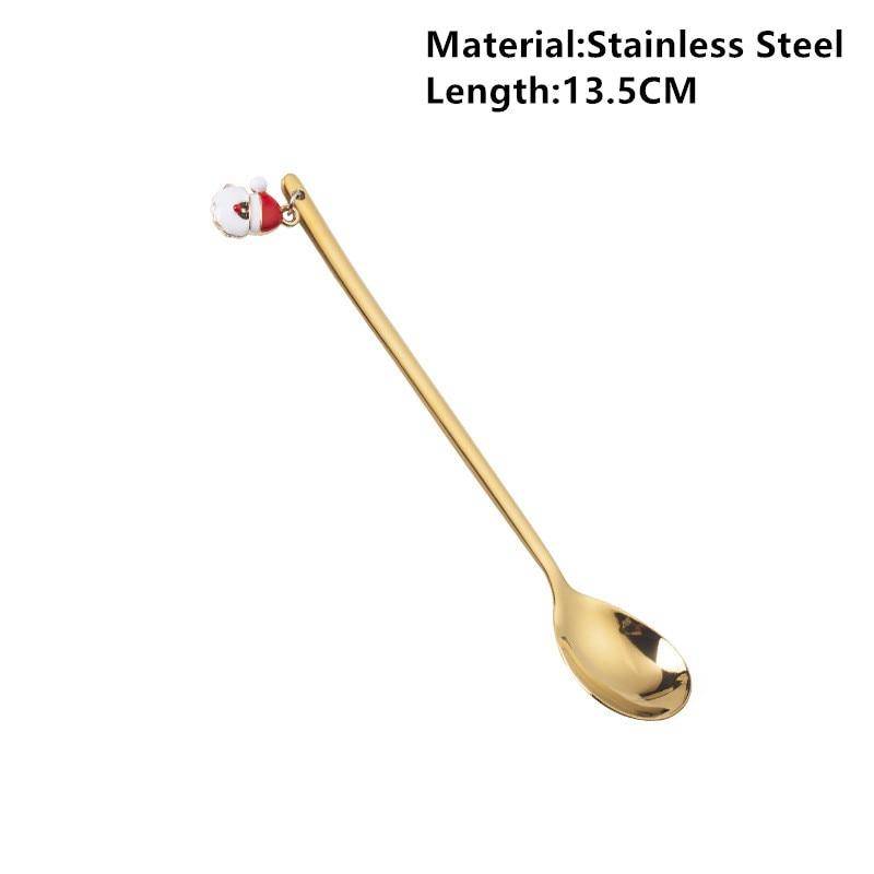 Neues Jahr 2021 Frohe Weihnachten Edelstahl Löffel Weihnachtsparty Geschirr Ornamente Weihnachtsdekorationen für den Heimtisch Navidad Noel Geschenk Santa gold von Joom DACH