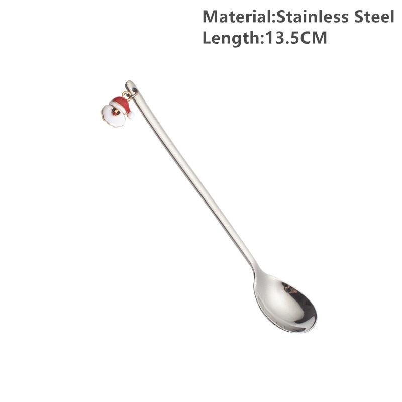 Neues Jahr 2021 Frohe Weihnachten Edelstahl Löffel Weihnachtsparty Geschirr Ornamente Weihnachtsdekorationen für den Heimtisch Navidad Noel Geschenk Santa silber von Joom DACH