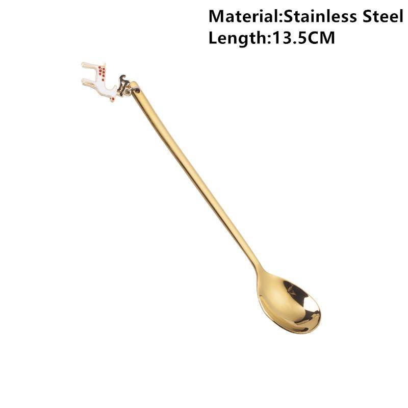 Neues Jahr 2021 Frohe Weihnachten Edelstahl Löffel Weihnachtsparty Geschirr Ornamente Weihnachtsdekorationen für den Heimtisch Navidad Noel Geschenk elk gold von Joom DACH