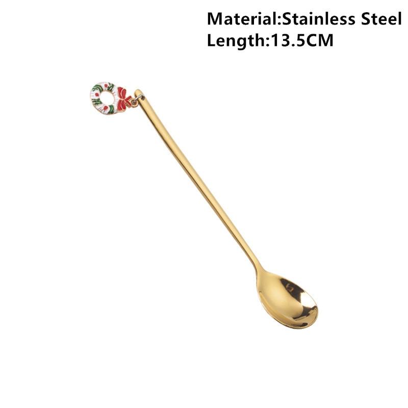 Neues Jahr 2021 Frohe Weihnachten Edelstahl Löffel Weihnachtsparty Geschirr Ornamente Weihnachtsdekorationen für den Heimtisch Navidad Noel Geschenk garland gold von Joom DACH