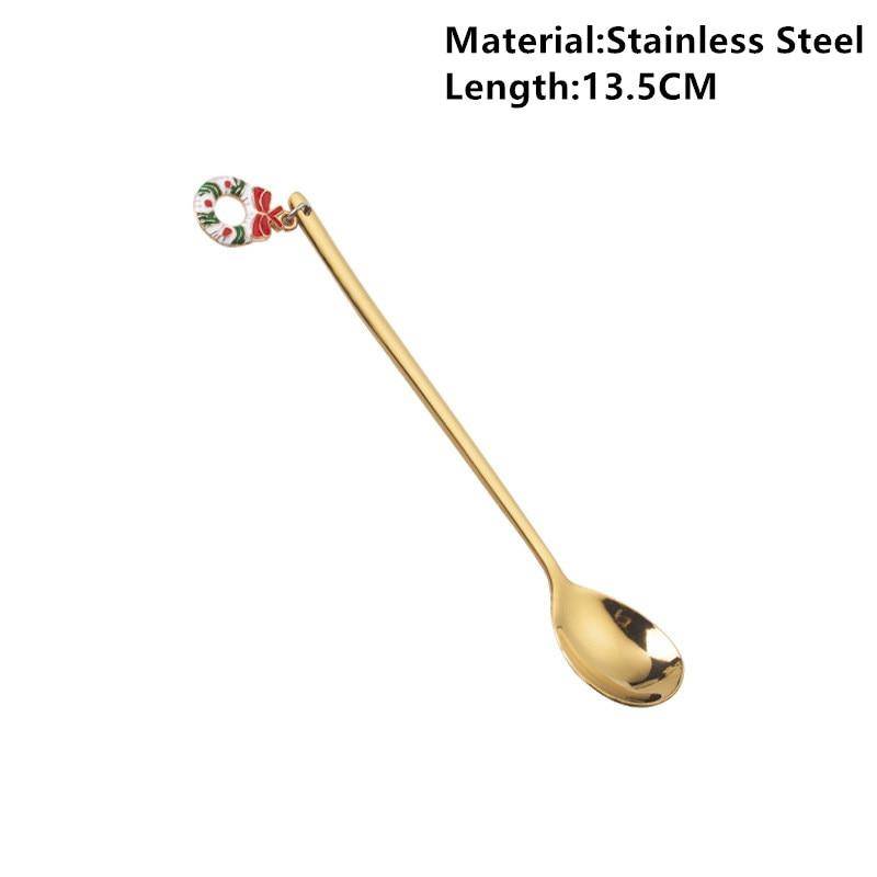 Neues Jahr 2021 Frohe Weihnachten Edelstahl Löffel Weihnachtsparty Geschirr Ornamente Weihnachtsdekorationen für den Heimtisch Navidad Noel Geschenk garland gold von Joom DACH