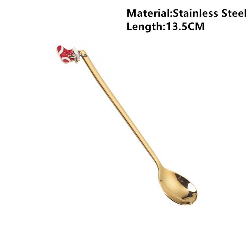 Neues Jahr 2021 Frohe Weihnachten Edelstahl Löffel Weihnachtsparty Geschirr Ornamente Weihnachtsdekorationen für den Heimtisch Navidad Noel Geschenk sock gold von Joom DACH