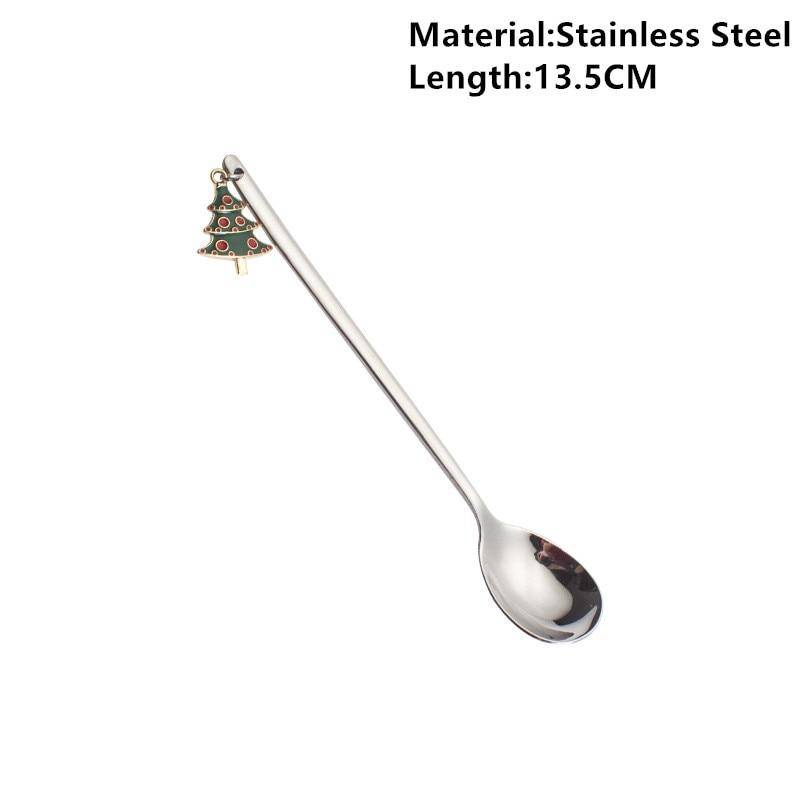 Neues Jahr 2021 Frohe Weihnachten Edelstahl Löffel Weihnachtsparty Geschirr Ornamente Weihnachtsdekorationen für den Heimtisch Navidad Noel Geschenk tree silber von Joom DACH
