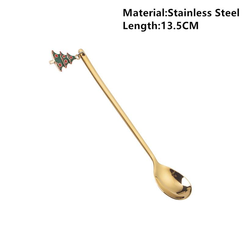 Neues Jahr 2021 Frohe Weihnachten Edelstahl Löffel Weihnachtsparty Geschirr Ornamente Weihnachtsdekorationen für den Heimtisch Navidad Noel Geschenk tree gold von Joom DACH
