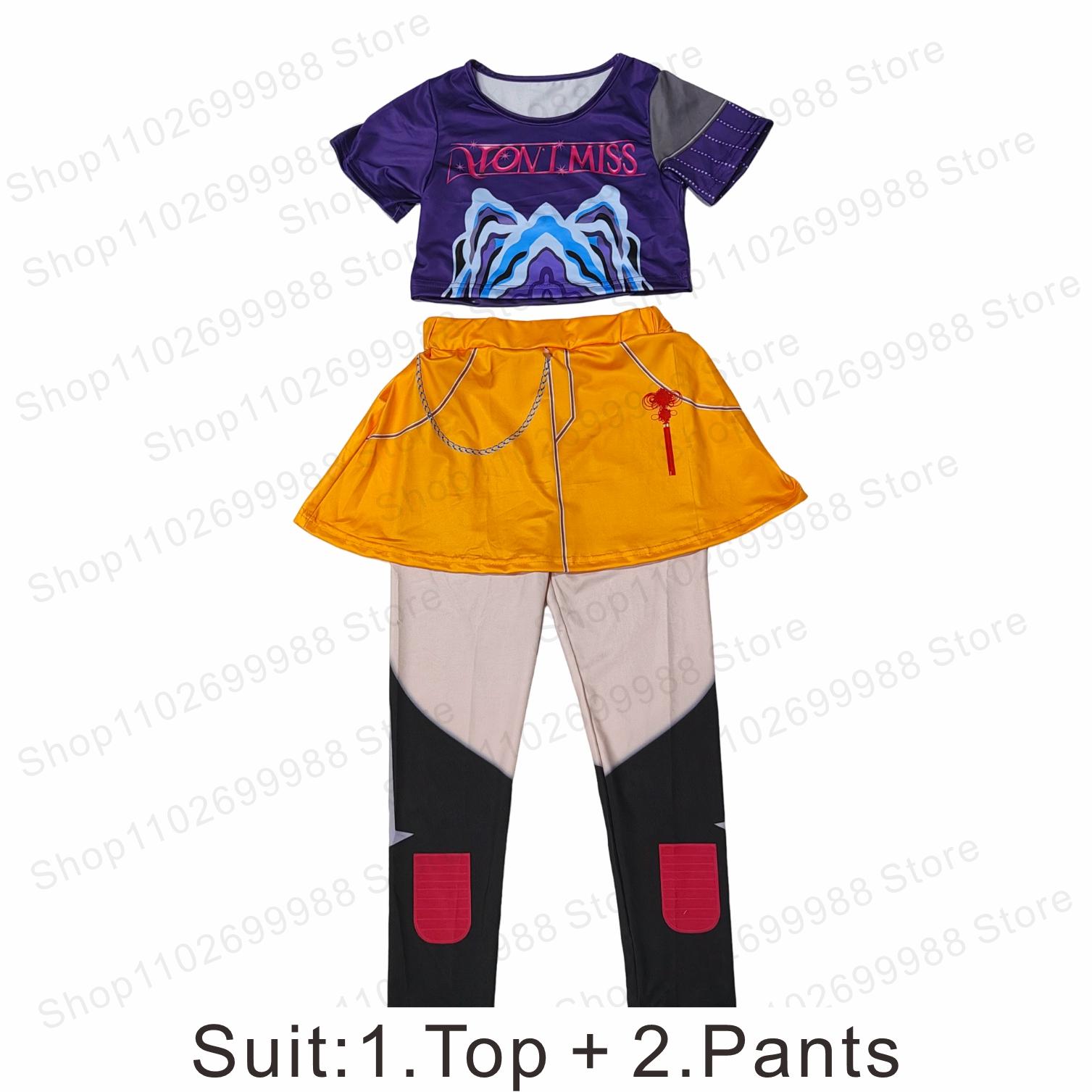 Neues K-Pop Dämonen-Themen Mira Hunters Cosplay-Kostüm mit Perücke Zweiteiliges Set für Mädchen Halloween Karnevalsparty Performance-Kleid 120 CM von Joom DACH