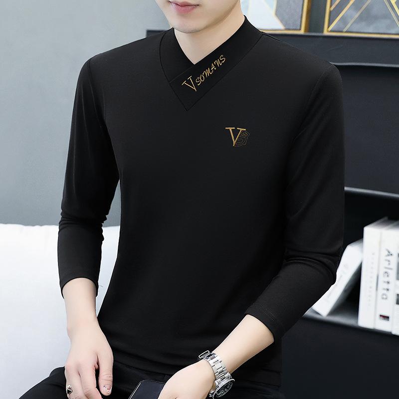 Neues Langarm-T-Shirt für Herren, T-Shirt mit V-Ausschnitt, Baumwoll-T-Shirt für Herren M von Joom DACH