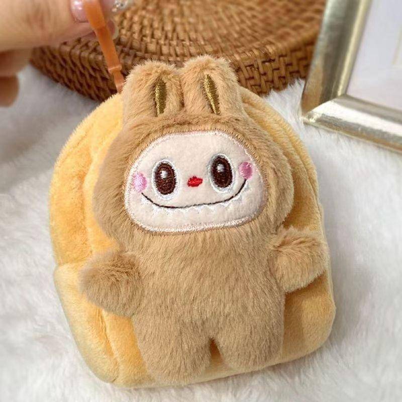 Neues Plüsch-Labubu-Münzfach, Geflochtene Plüschkordel, Schlüsselanhänger, Cartoon-Null-Geldbörse, Niedlicher Rucksackanhänger, Lässige Tragetasche, Geschenk braun von Joom DACH
