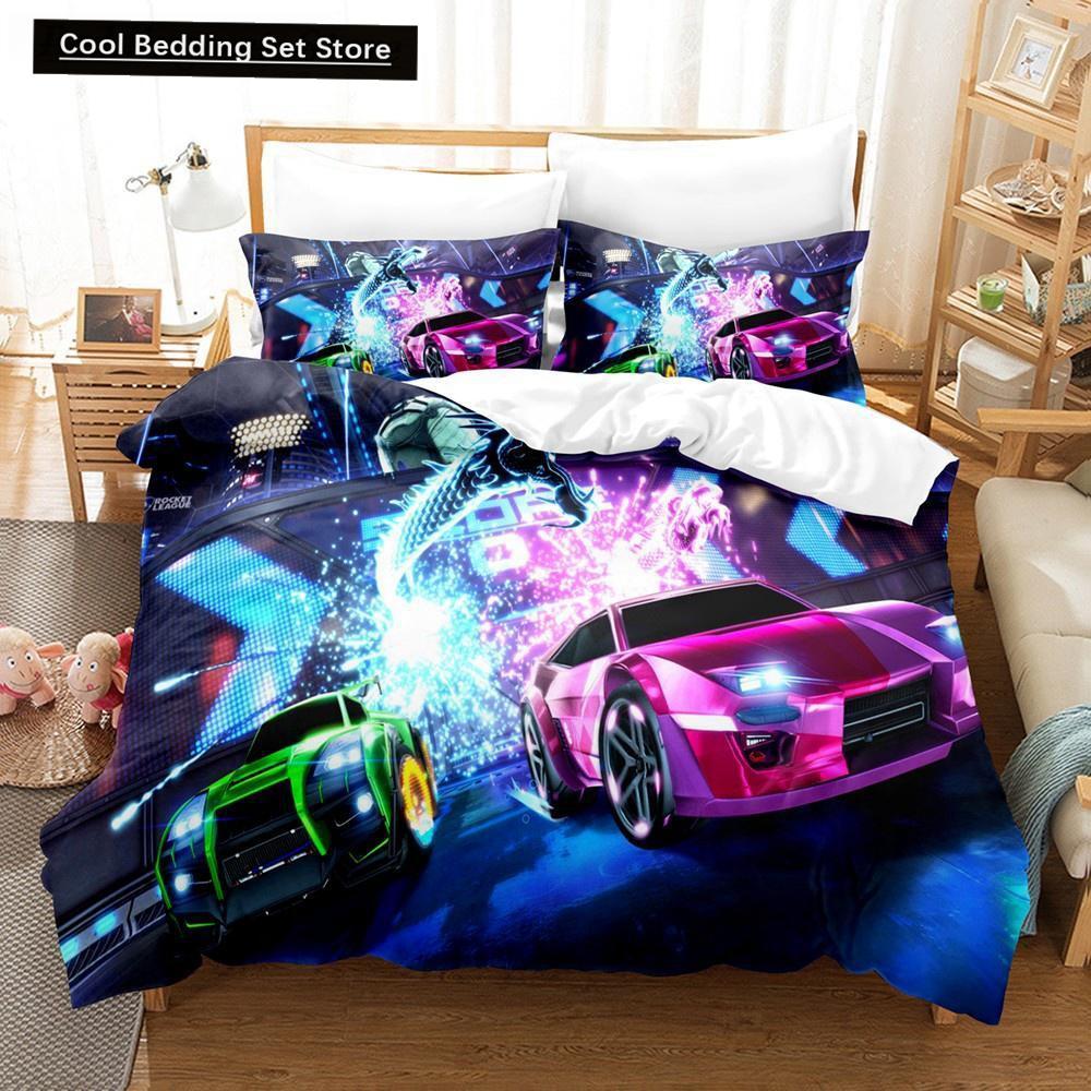 Neues Rocket League Bettwäsche-Set Tagesdecke Einzelbett Twin Full Queen King Size Auto Rocket League Bettset Kinder Jungen Schlafzimmer Bettbezug EU single(135x200cm) von Joom DACH