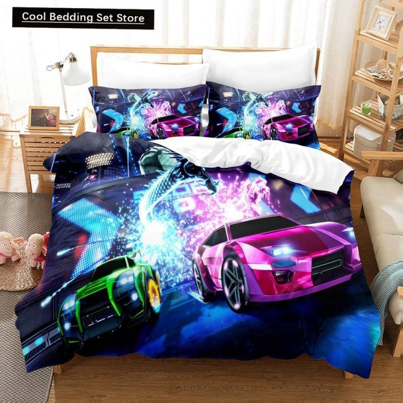 Neues Rocket League Bettwäsche-Set Tagesdecke Einzelbett Twin Full Queen King Size Auto Rocket League Bettset Kinder Jungen Schlafzimmer Bettbezug EU single(135x200cm) von Joom DACH