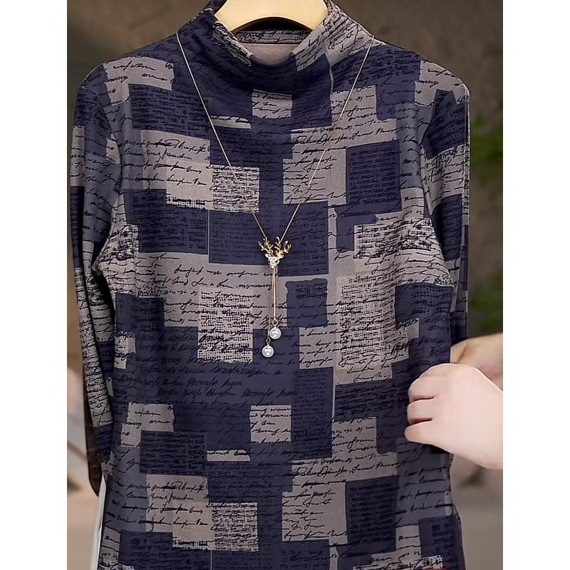 Neues Samt Verdickt Vielseitig Schlank Temperament Design Unterhemd Halbrollkragen T-Shirt Top für Damen 4XL von Joom DACH