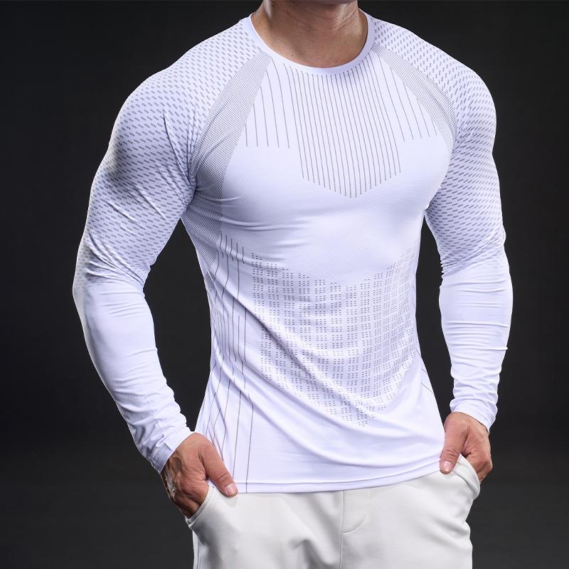 Neues Schnelltrocknendes Eisseiden-Langarm-T-Shirt Herren Casual Sport Elastisch Fitness Outdoor T-Shirt Top M weiß von Joom DACH