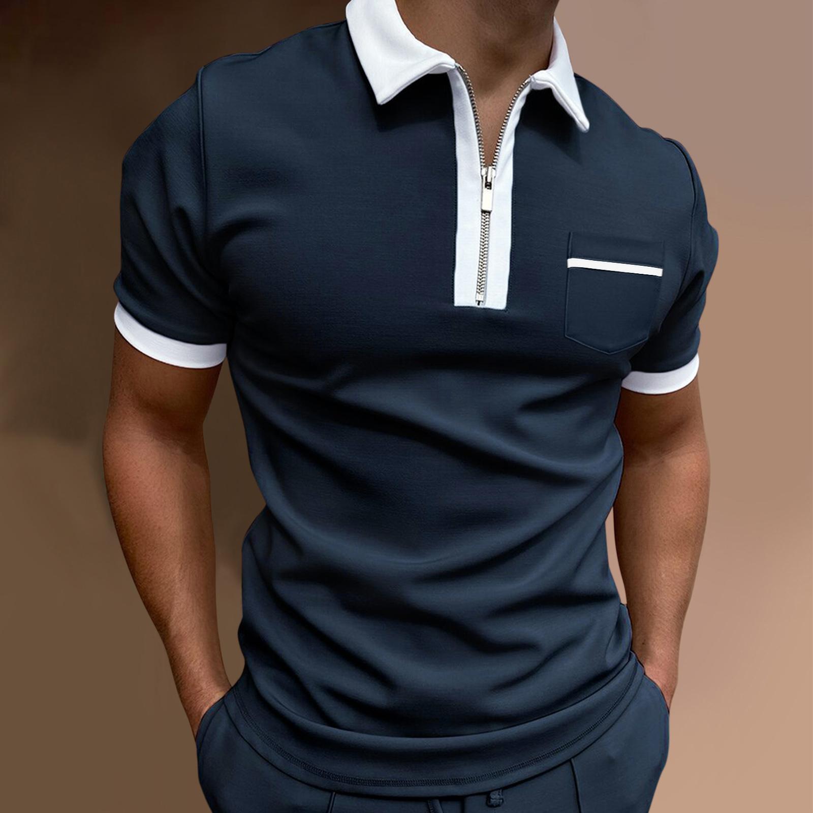 Neues Sommer Freizeit Polohemd mit Reißverschlusstasche für Herren Kurzarm Businesshemd Modedesign Oberteile Poloshirt für Kleidung S-3XL 3XL von Joom DACH