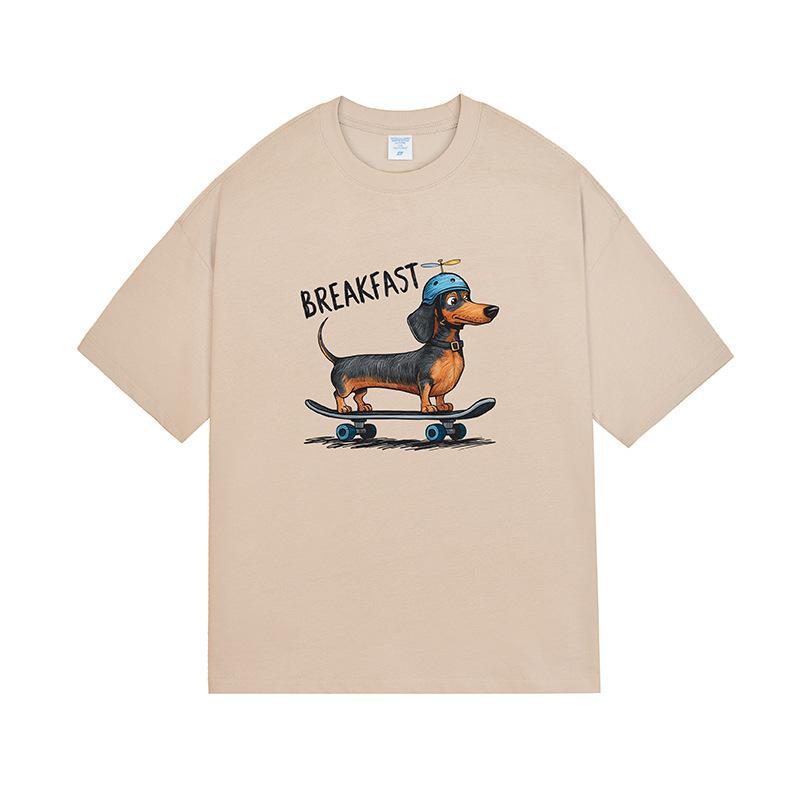 Neues Sommer-T-Shirt mit kreativem Cartoon-Dackel-Hund im Digitaldruck, locker und vielseitig, für Herren, kurzärmelig XXL von Joom DACH