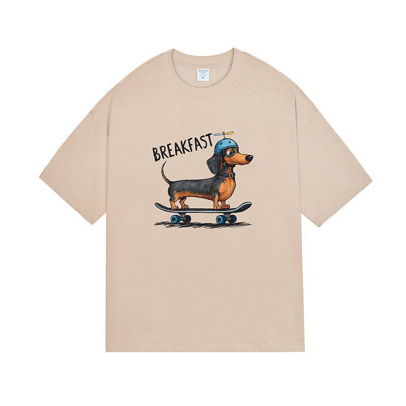 Neues Sommer-T-Shirt mit kreativem Cartoon-Dackel-Hund im Digitaldruck, locker und vielseitig, für Herren, kurzärmelig XXL von Joom DACH