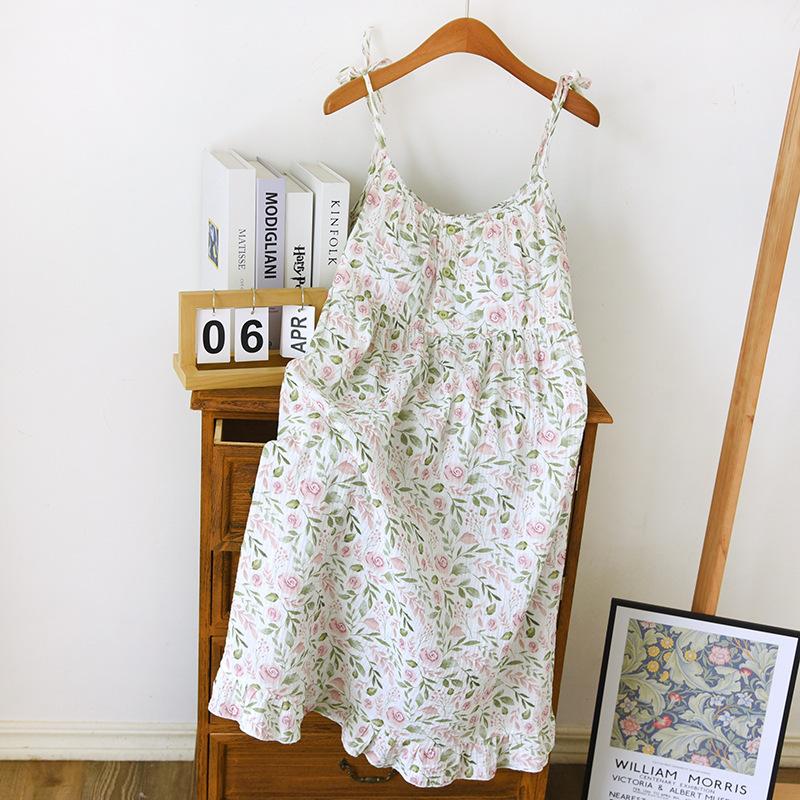 Neues Sommernachthemd Damen Slip Dress 100% Baumwollkrepp Cool Rock mit Brustpolster Nachthemd Damen Schöne Homewear XL von Joom DACH