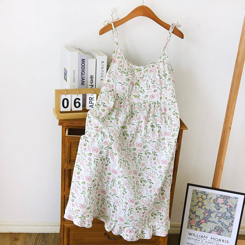 Neues Sommernachthemd Damen Slip Dress 100% Baumwollkrepp Cool Rock mit Brustpolster Nachthemd Damen Schöne Homewear XL von Joom DACH