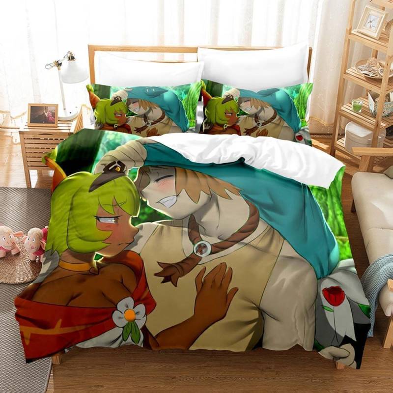 Neues Wakfu Bettwäscheset Einzelbett Twin Full Queen King Size Bettset Erwachsener Kind Schlafzimmer Bettbezugsets Wakfu 3D-Druck Spannbettlaken-Set Eu Twin 135x200cm von Joom DACH