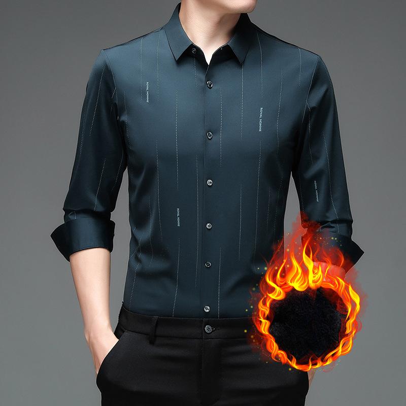 Neues Winter Herren Langarm Samt Hemd, Leichtes Business Herren Nahtloses Thermoshirt 4XL von Joom DACH