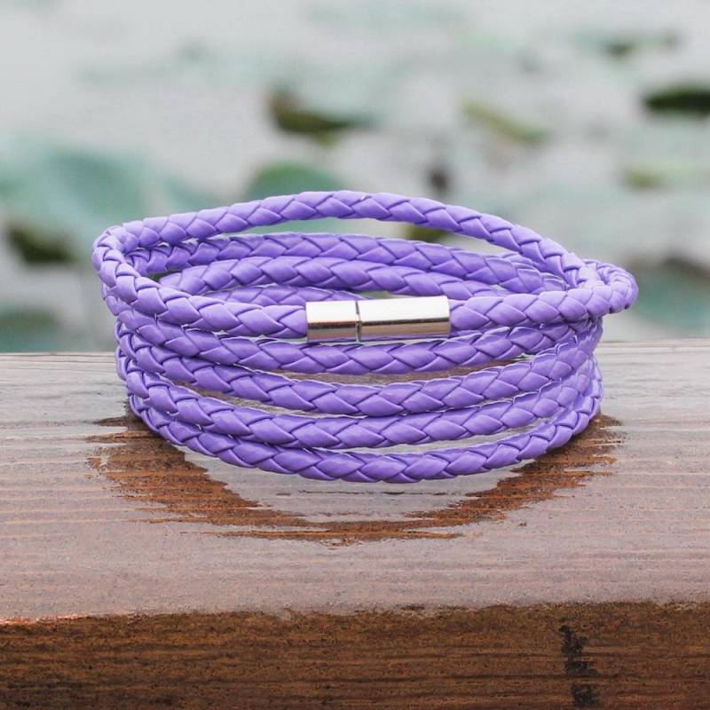 Neues einfaches Freizeit-PU-Leder-Hip-Hop-Armband, Farbe Punk, Paar, mehrschichtiges Handseil, Männer, Frauen, Urlaub, Schmuckzubehör violett von Joom DACH