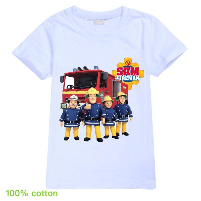 Neueste Fireman Sam Camiseta Kinder Sommerkleidung Junior Jungen Kurzarm Tops Baby Mädchen Reine T-shirts Kinderkleidung 110CM von Joom DACH