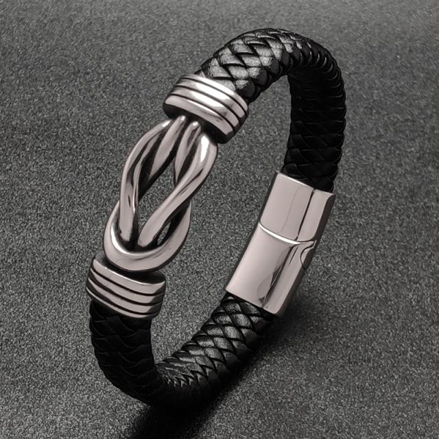 Neueste Retro Geflochtene Leder Armband Männer Schmuck Trendy Edelstahl 8 Magnet Verschluss Armreifen Armband Inner Girth 210mm von Joom DACH