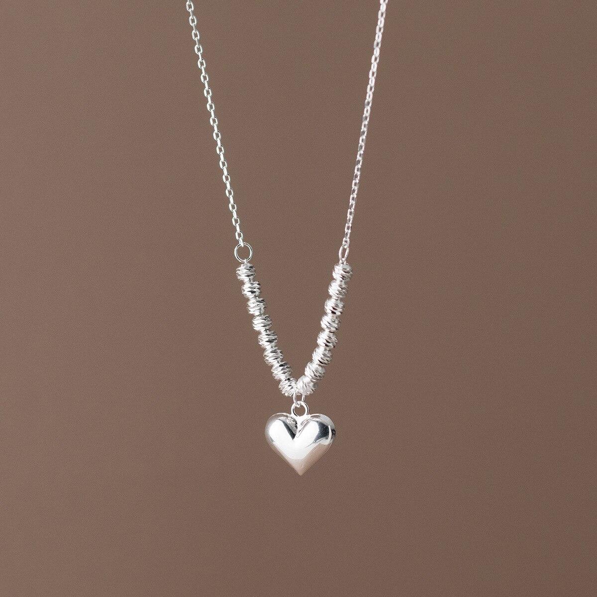 Neueste S925 Silber Halskette Koreanische Version Temperament Einfache Glänzend Liebe Cut Facettierte Perlen Süße Schlüsselbein Kette Mädchen Geschenk von Joom DACH