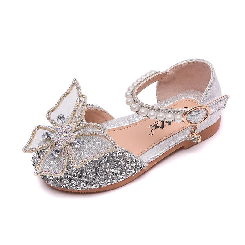 Neueste Sommer Mädchen Sandalen Mode Pailletten Strass Schleife Mädchen Prinzessin Schuhe Baby Mädchen Schuhe Flache Ferse Sandalen Größe 21-35 23 von Joom DACH